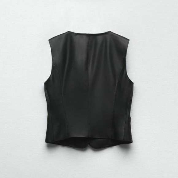 ZARA Black Faux Leather Vest - Picture 11 of 12